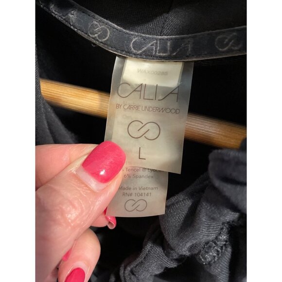 Calia Black Long Drawstring Neck Pullover Sleeveless Tunic Top Sz L - Picture 5 of 9